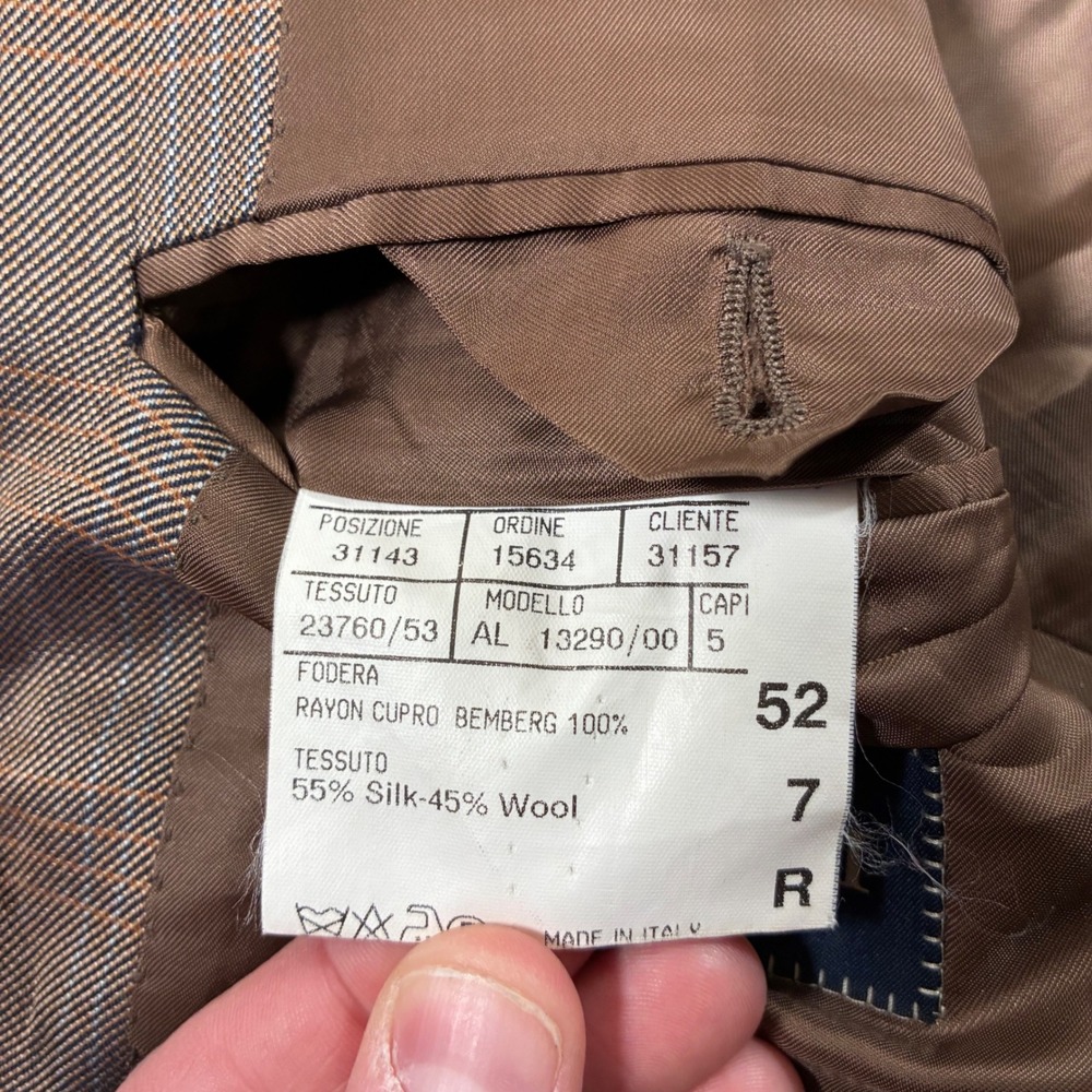 Canali Silk Wool Blazer 42R (EU52R) Brown Glen Plaid Made in Italy Sport Coat - Picture 4 of 11